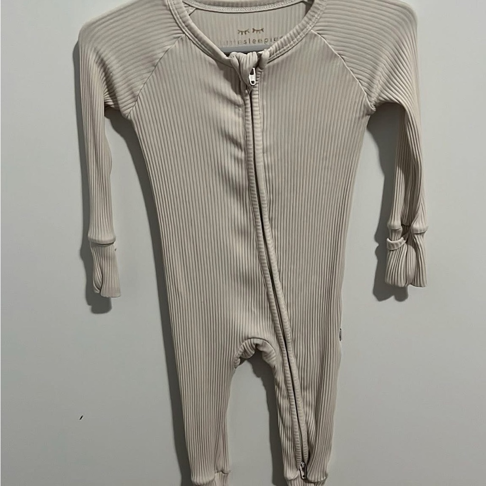 Little Sleepies Ribbed Beige Kids Pajama Set